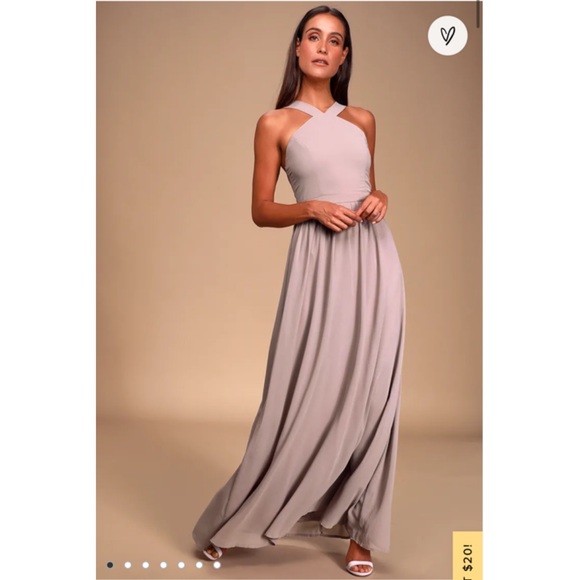 Lulus Dresses & Skirts - Lulus Air of Romance Taupe/Mauve Maxi Dress